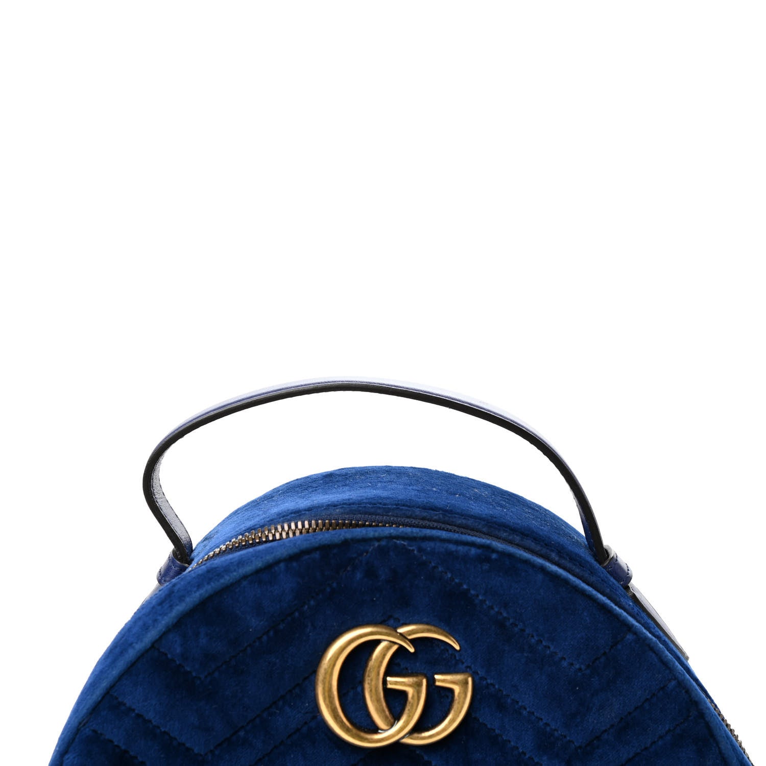 Gucci Velvet Matelasse GG Marmont Dome Backpack Cobalt Blue 11 of 12