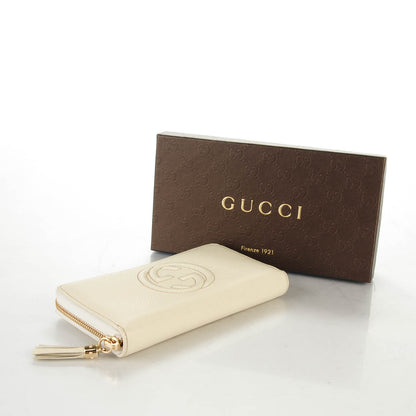 Gucci Pebbled Calfskin Soho Zip Around Wallet Off White 4 of 7