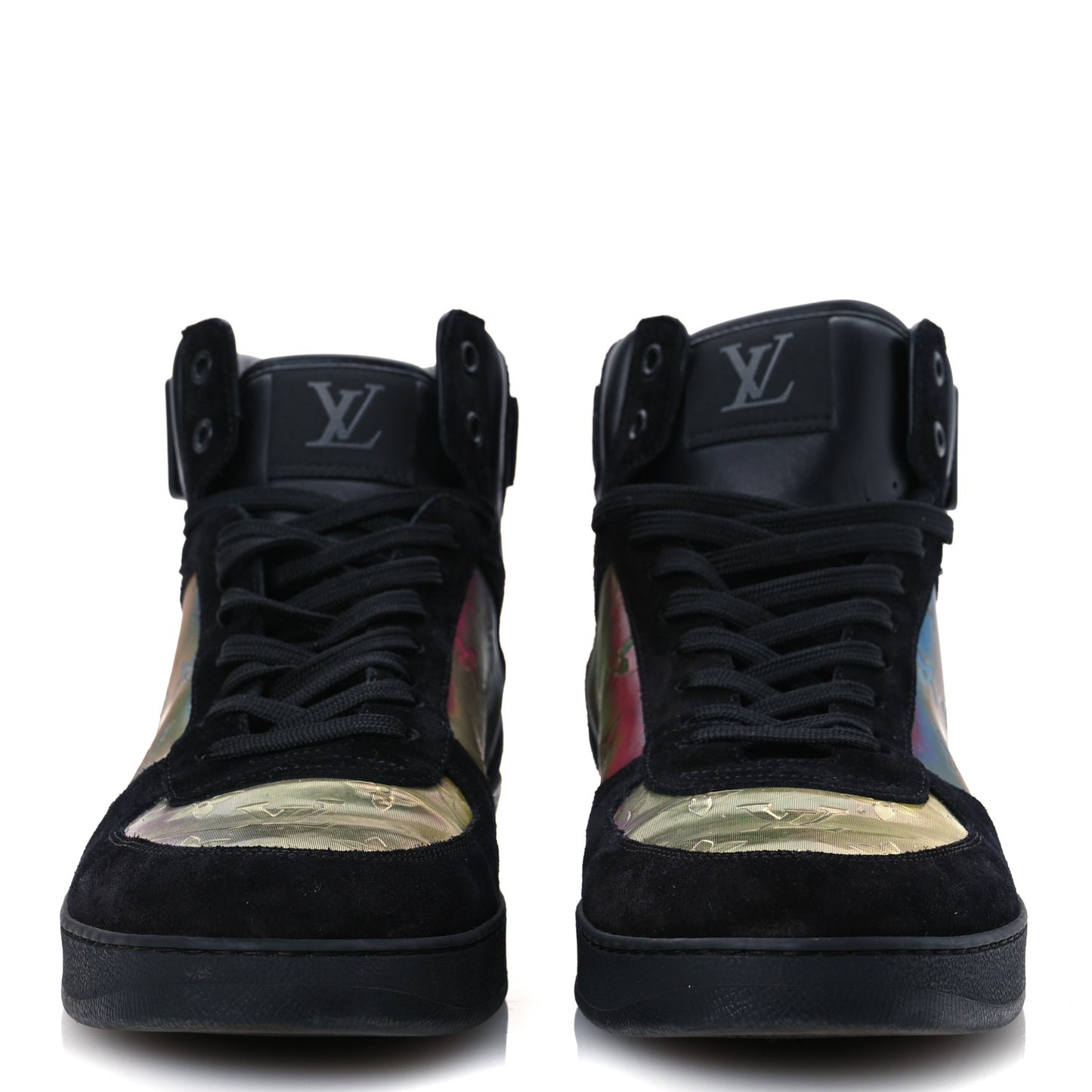 Suede Monogram Mens Rivoli High Top Sneakers 10 Black Multicolor