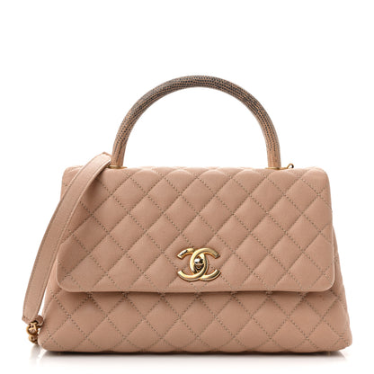 Chanel Caviar Lizard Quilted Small Coco Handle Flap Beige 1 of 13