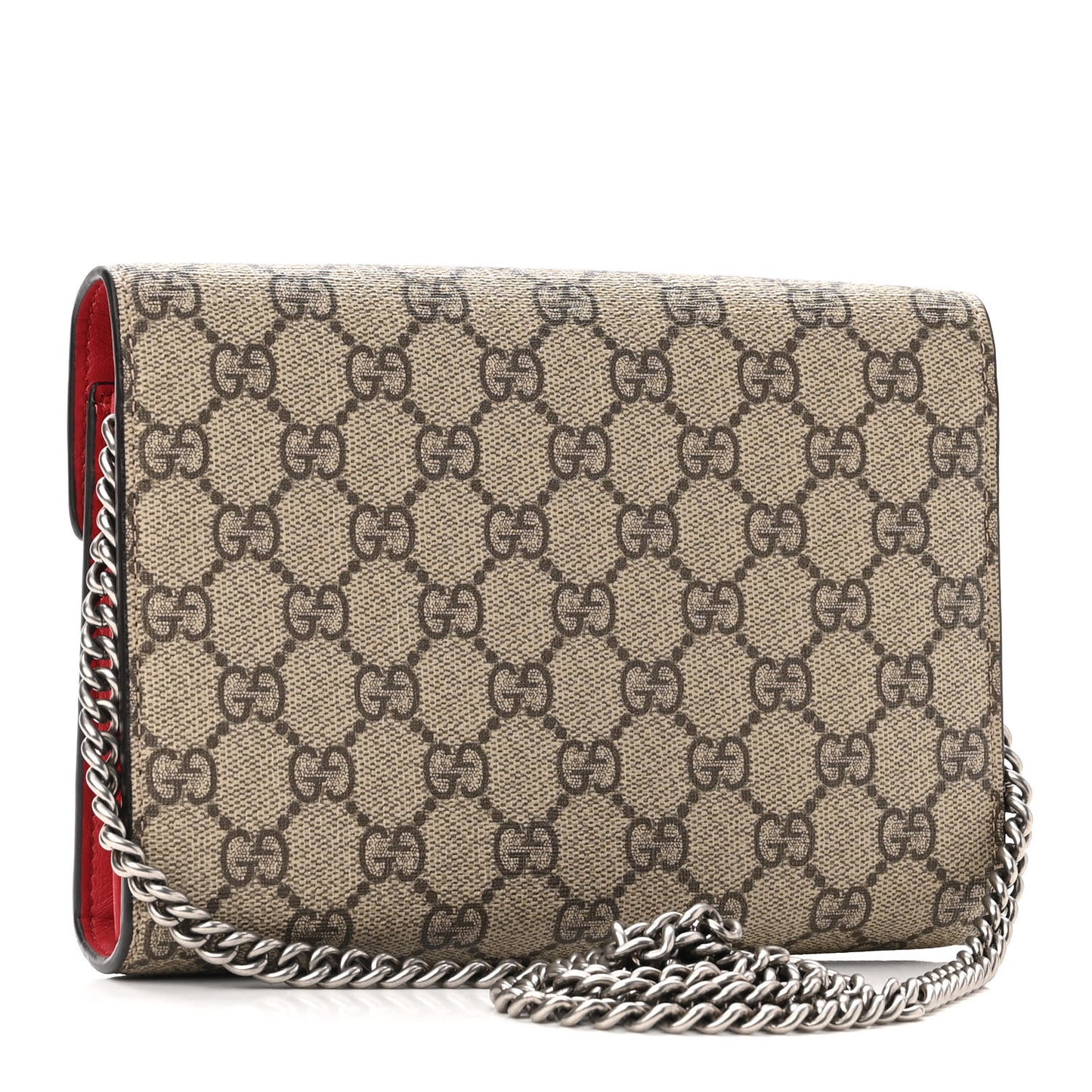 GG Supreme Monogram Mini Dionysus Chain Wallet Beige Vulcanic Red