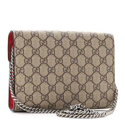Gucci GG Supreme Monogram Mini Dionysus Chain Wallet Beige Vulcanic Red 3 of 10