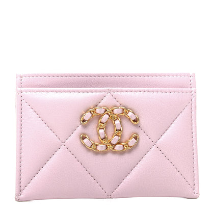Chanel Lambskin Quilted Chanel 19 Card Holder Light Pink 1 of 7