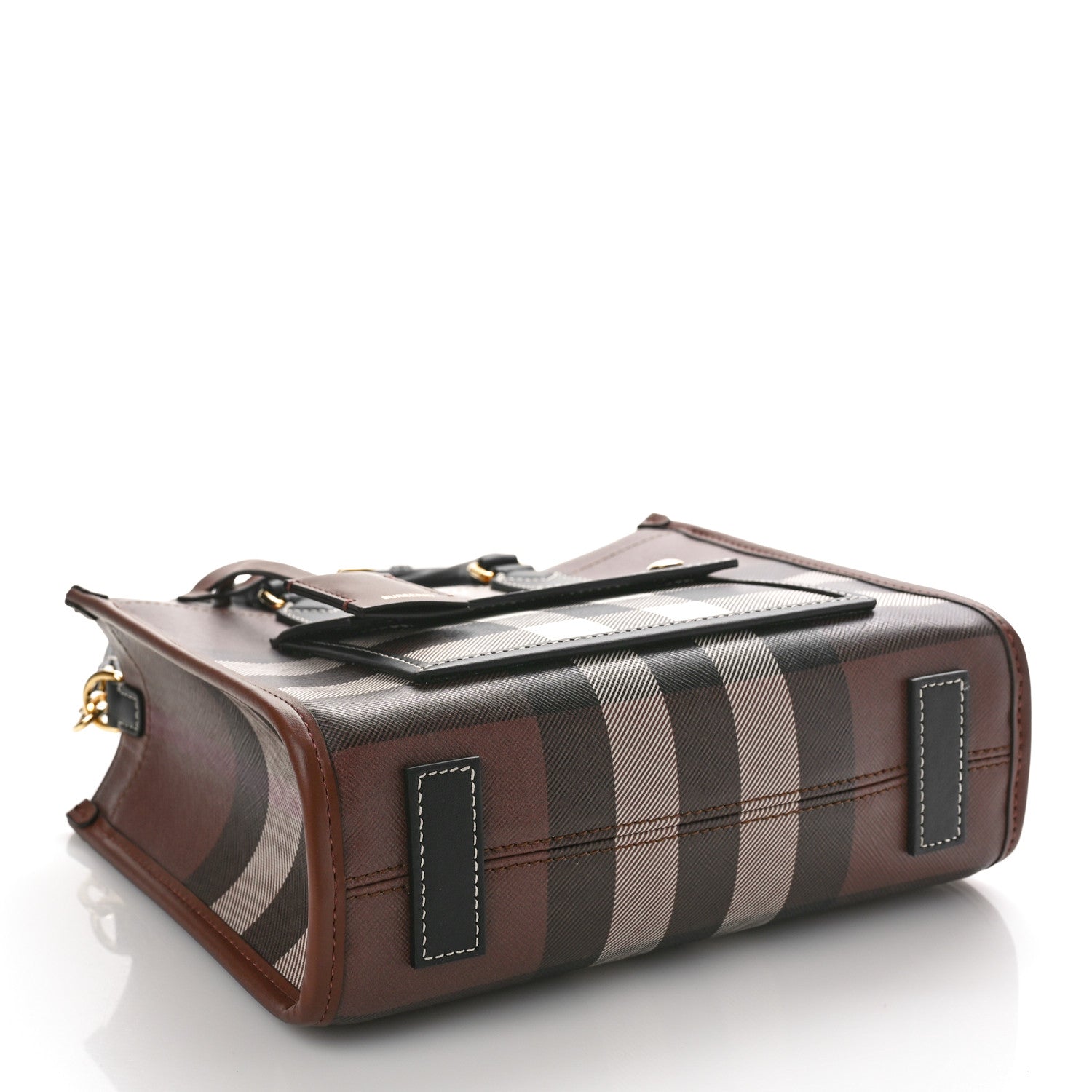 Burberry E-Canvas Check Calfskin Mini Freya Tote Dark Birch Brown 4 of 8