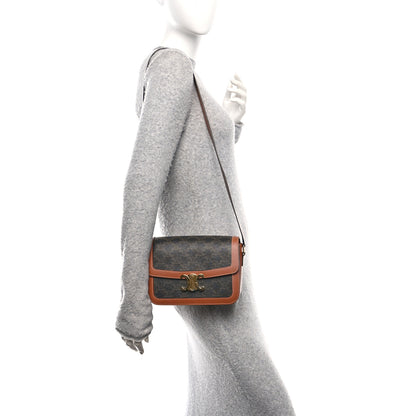 Celine Triomphe Canvas Calfskin Medium Triomphe Bag Tan 2 of 10