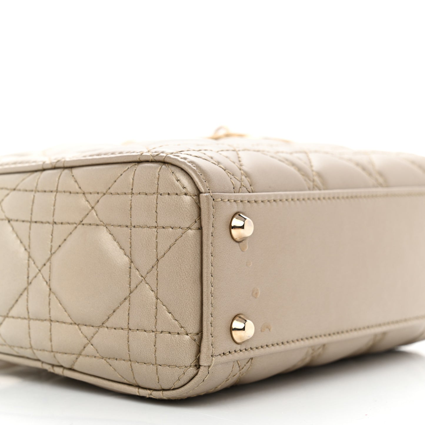 Metallic Lambskin Cannage Mini Lady Dior Gold