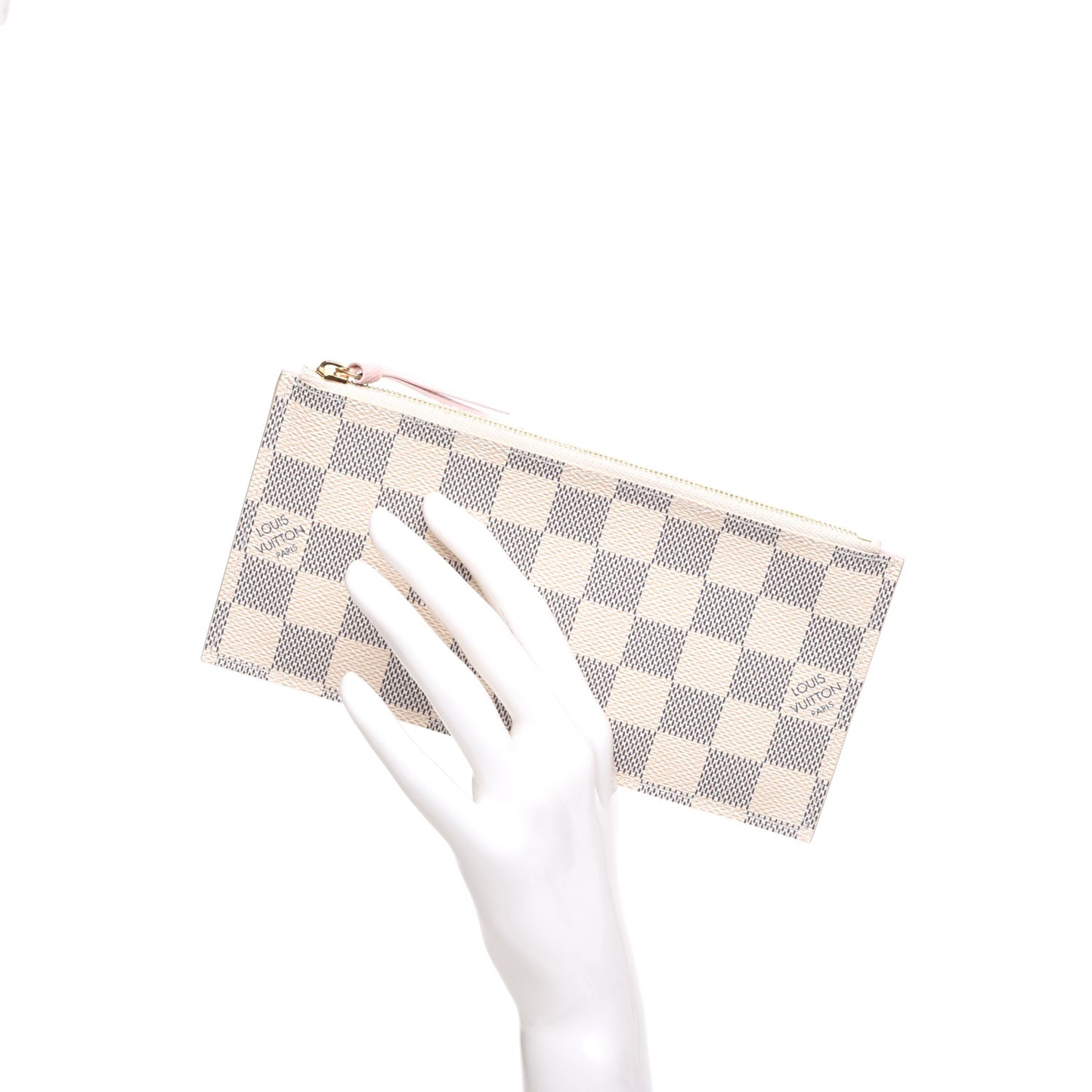 Damier Azur Felicie Chain Wallet Zippered Insert Rose Ballerine
