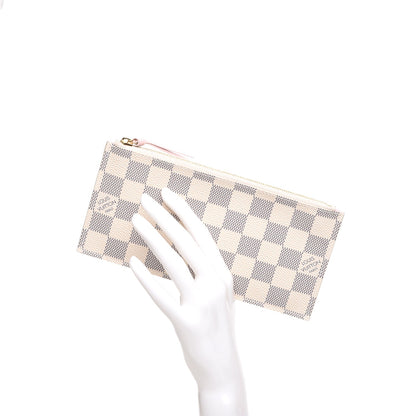 Louis Vuitton Damier Azur Felicie Chain Wallet Zippered Insert Rose Ballerine 2 of 6