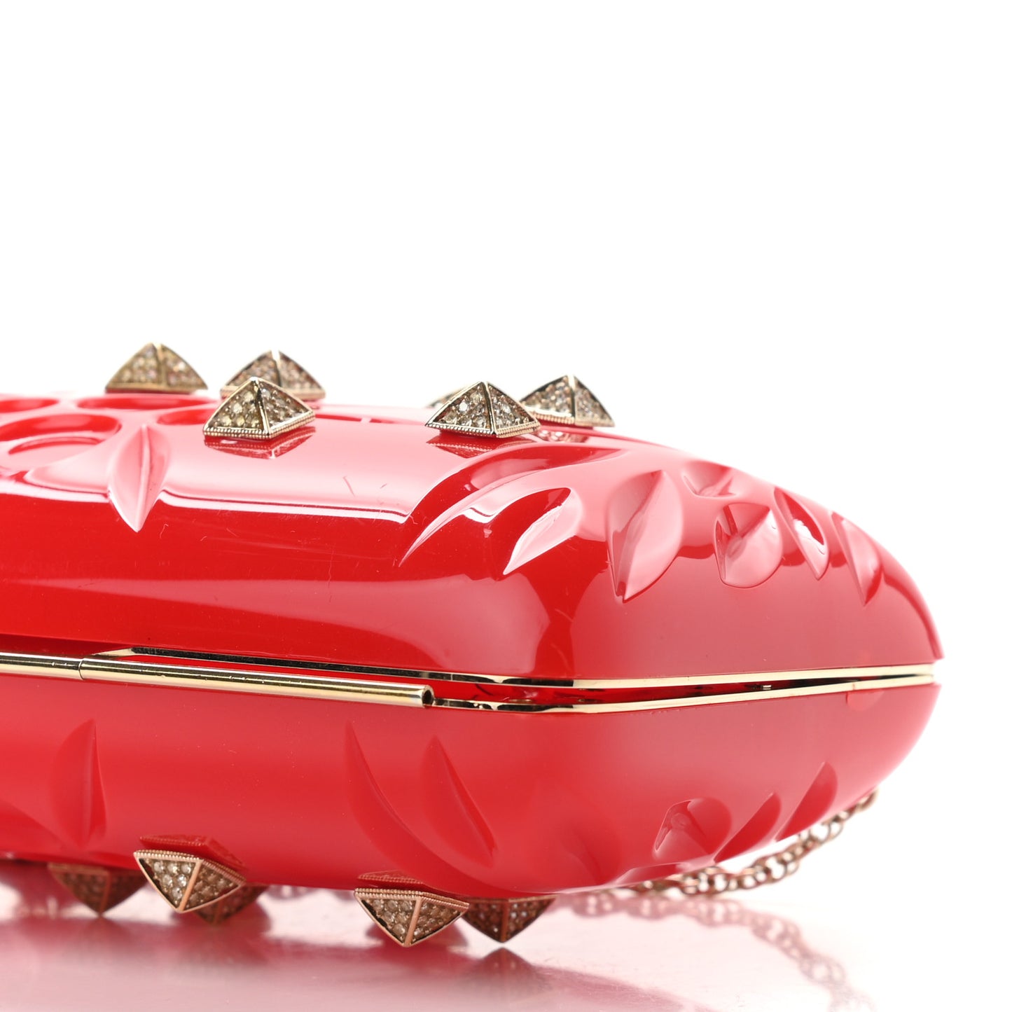 Acrylic Rockstud Minaudiere Clutch Red