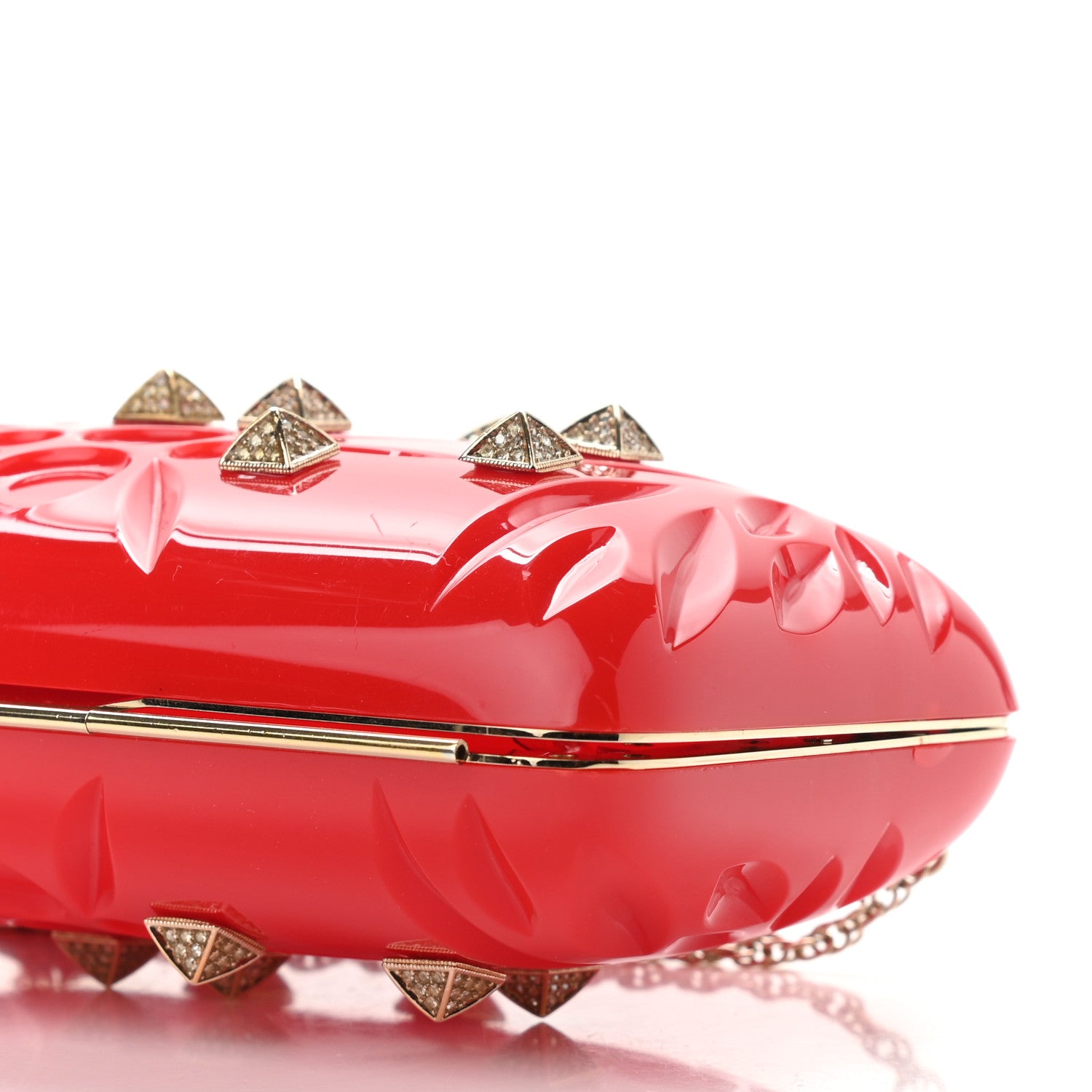 Valentino Garavani Acrylic Rockstud Minaudiere Clutch Red 9 of 9