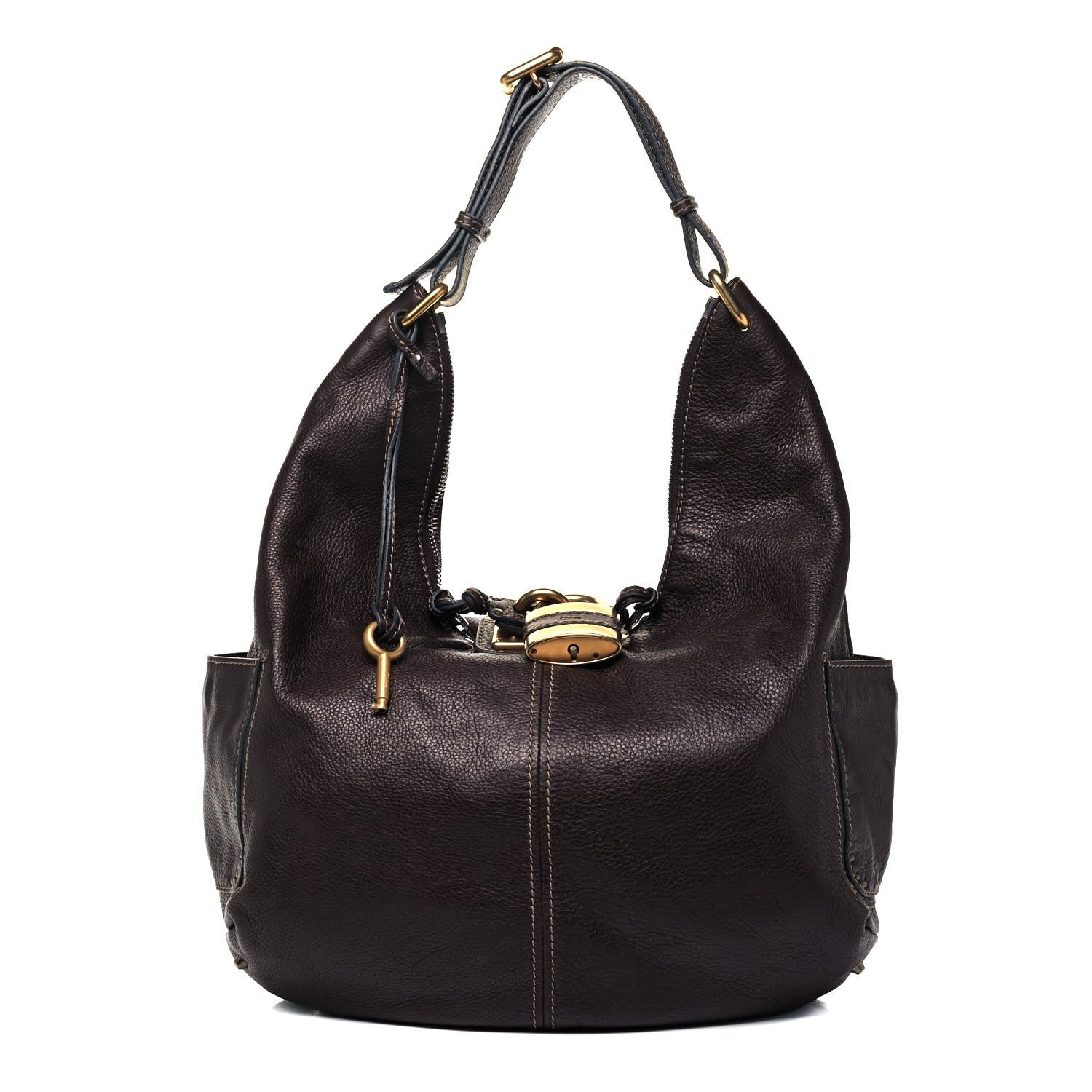 Chloe Calfskin Paddington Hobo Dark Brown 1 of 8