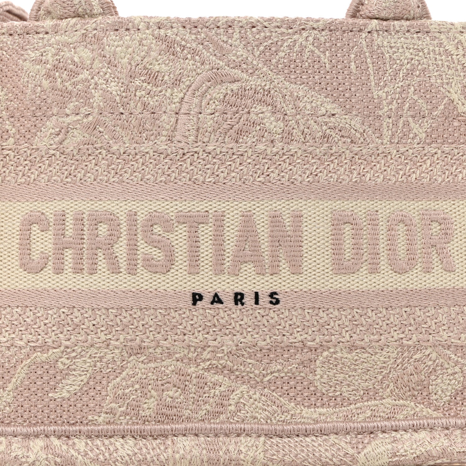 Christian Dior Canvas Embroidered Toile De Jouy Reverse Mini Book Tote With Strap Rose Multicolor 8 of 10