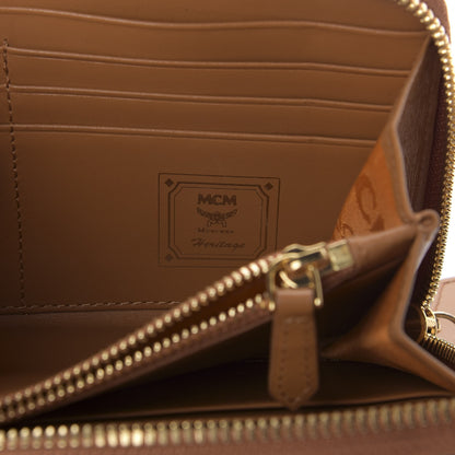 MCM Visetos Large Zip Around Wallet Cognac 6 of 6