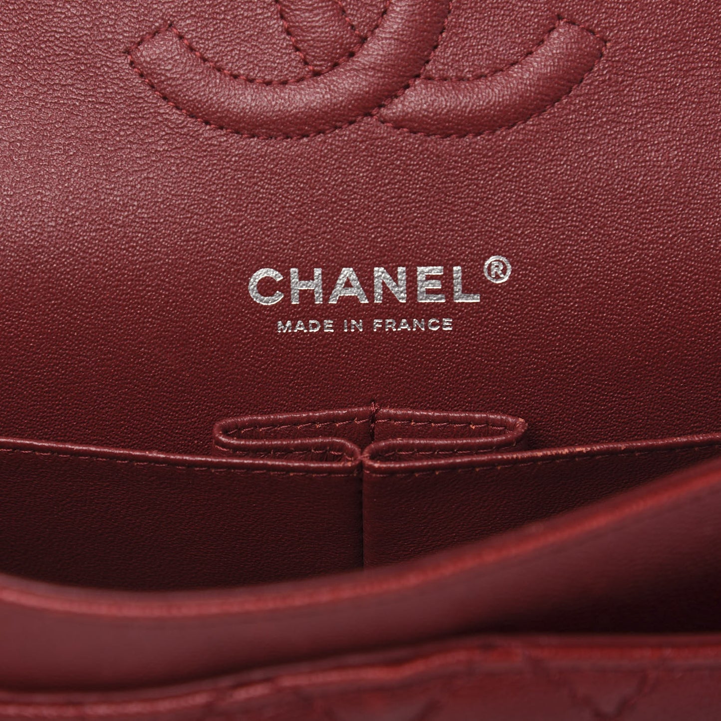 Caviar Quilted Medium Double Flap Dark Red