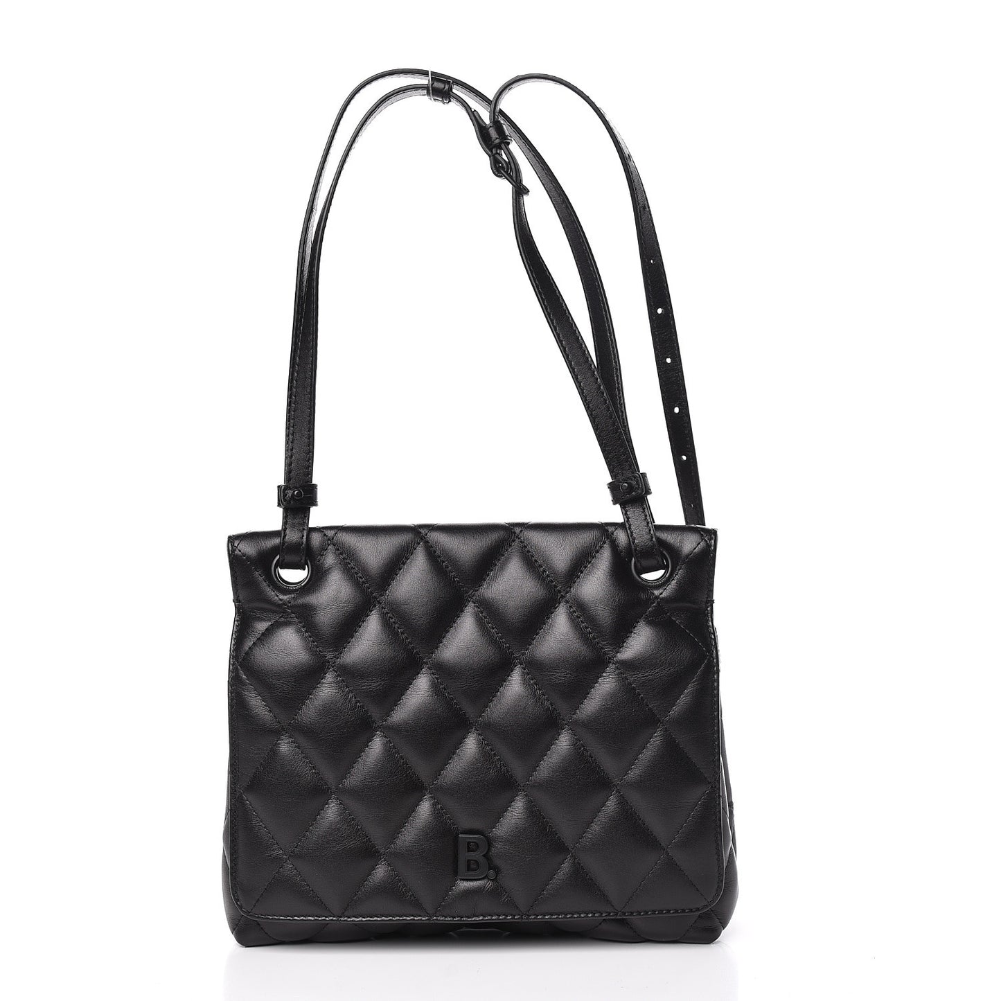 Nappa Calfskin Matelasse Medium B Logo Bag Black