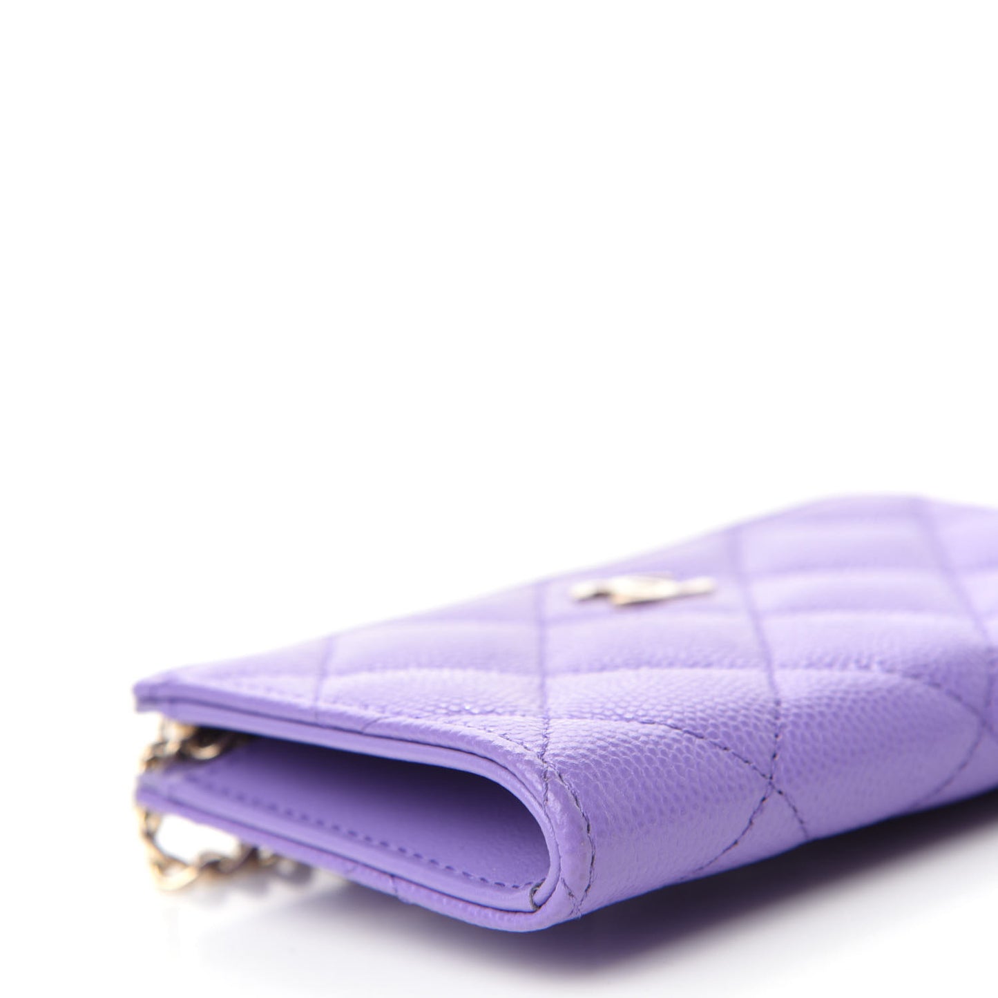 Caviar Quilted Zipped Key Holder Case Purple