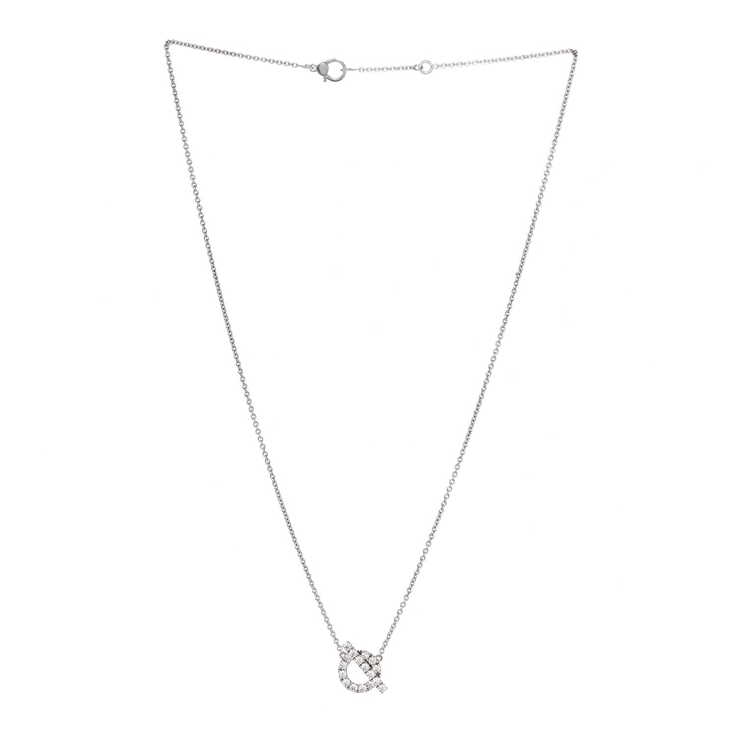 Hermes 18K White Gold Diamond Finesse Pendant Necklace 5 of 13