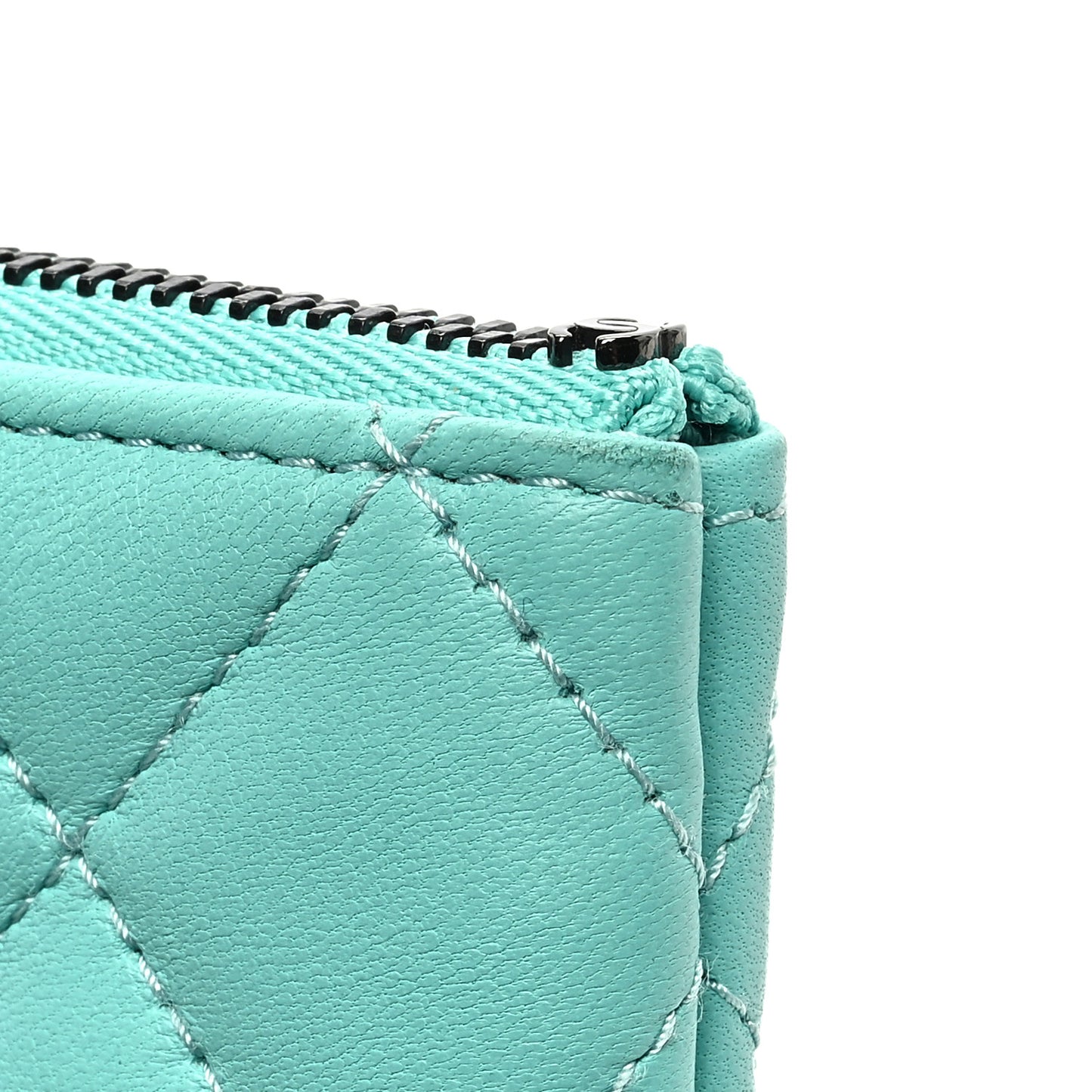 Lambskin Quilted Small Cosmetic Case Turquoise