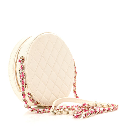 Chanel Lambskin Coco Lifesaver Round Bag Pink White 3 of 10