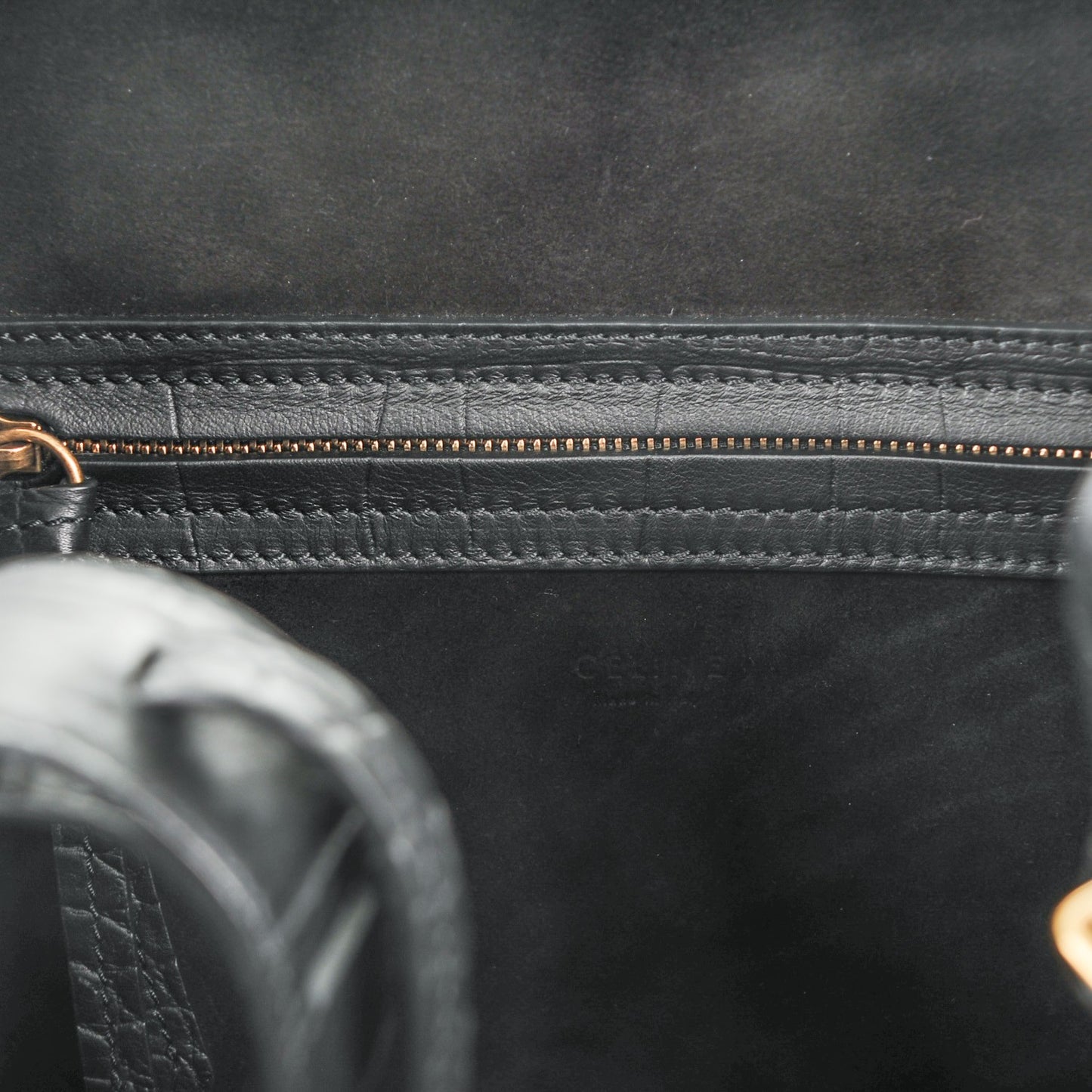 Crocodile Embossed Calfskin Medium Phantom Luggage Black