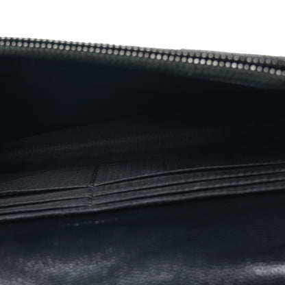 Saint Laurent Grain De Poudre Matelasse Chevron Monogram Monochrome Envelope Chain Wallet Black 5 of 9