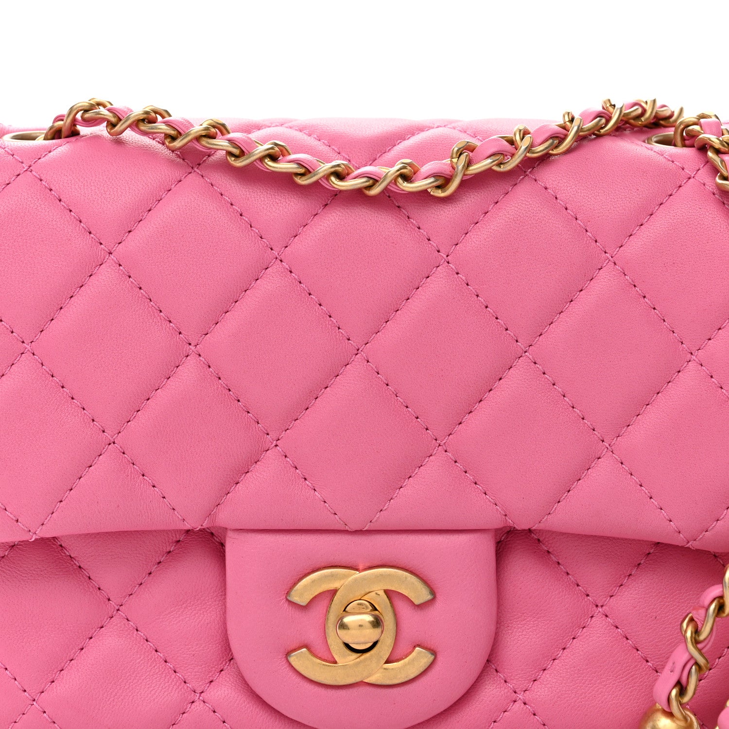Chanel Lambskin Quilted Mini Pearl Crush Flap Pink 8 of 10