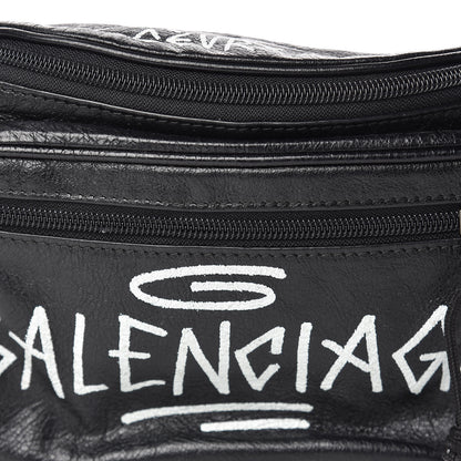 Balenciaga Agneau Arena Graffiti All Over Explorer Belt Bag Black White 8 of 12