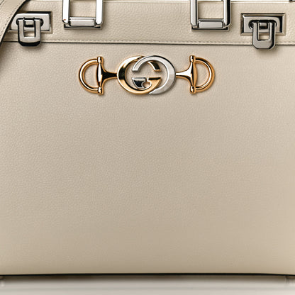 Gucci Grainy Calfskin Small Zumi Top Handle Bag Mystic White 8 of 10