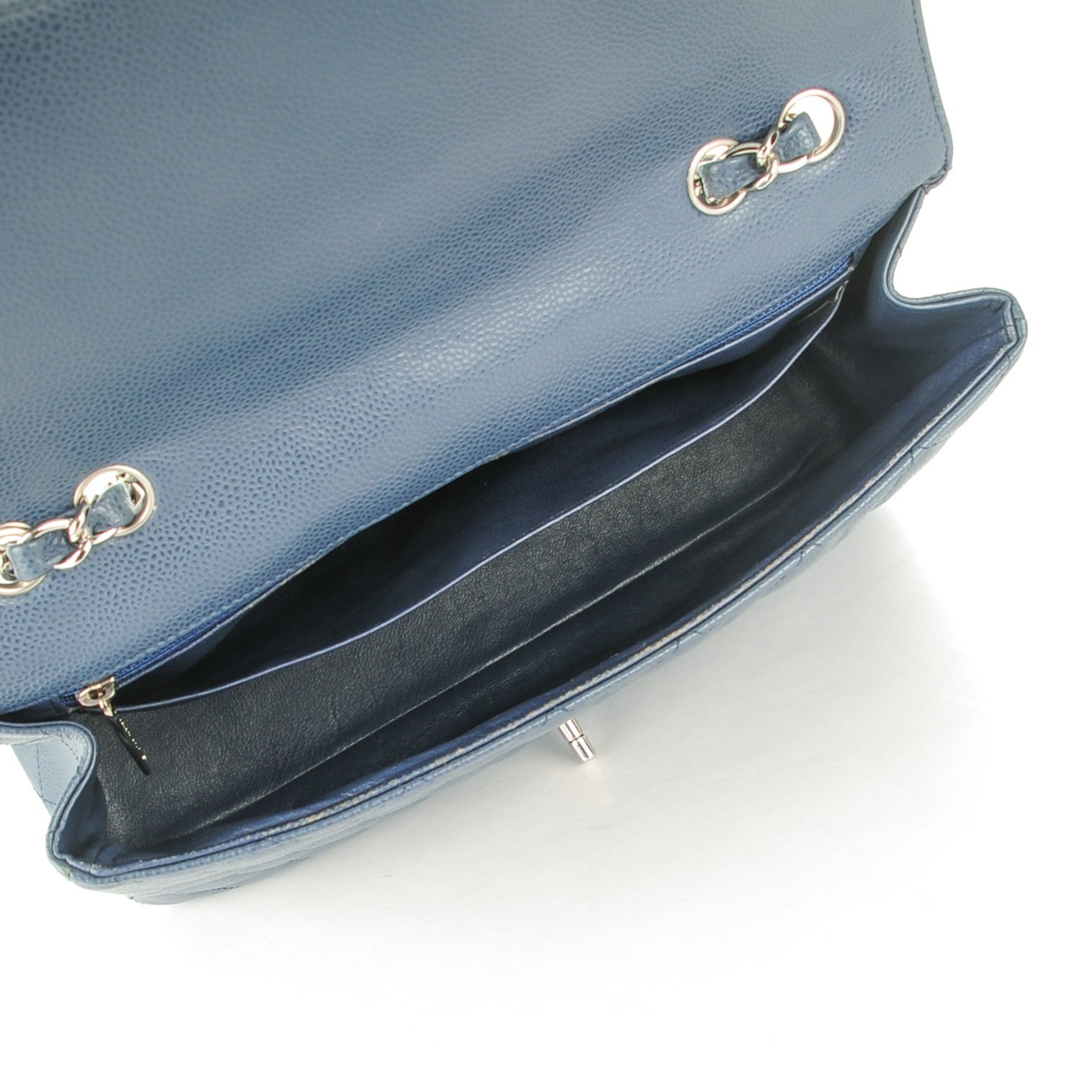 Chanel Caviar Quilted Jumbo Single Flap Blue 5 of 9