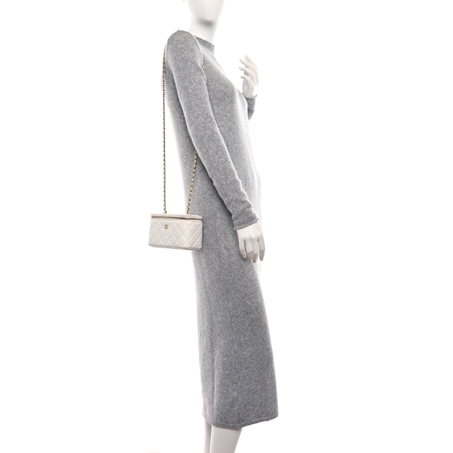 Chanel Caviar Quilted Small Vanity Case With Chain White 2 of 10