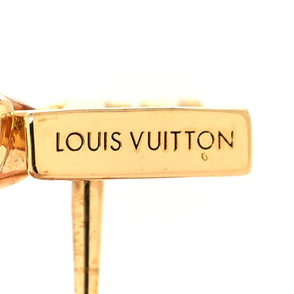 Louis Vuitton Metal Crystal Loulougram Monogram Flowers Earrings Gold 4 of 5