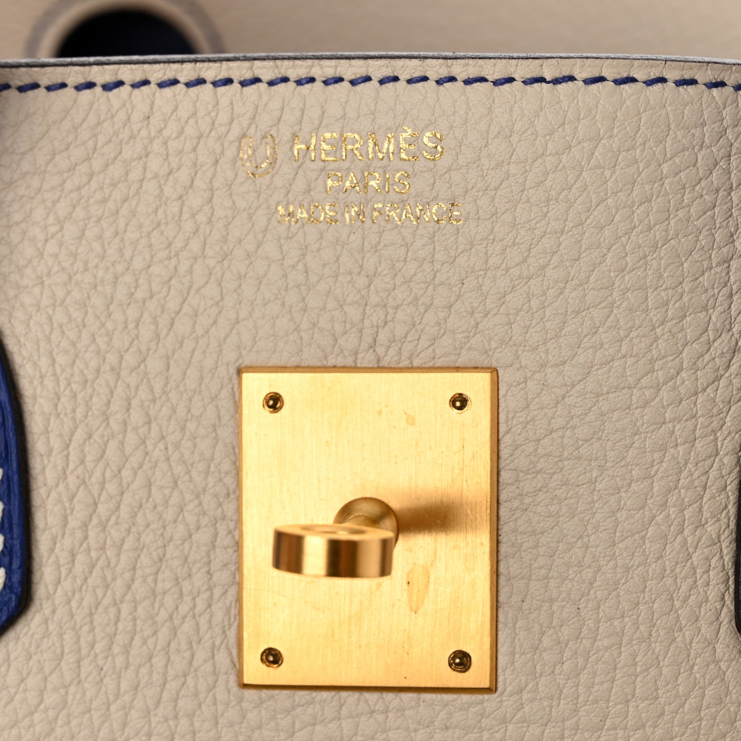 Hermes Togo Horseshoe Birkin 35 Craie Bleu Electric 7 of 20