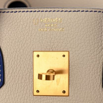 Hermes Togo Horseshoe Birkin 35 Craie Bleu Electric 7 of 20