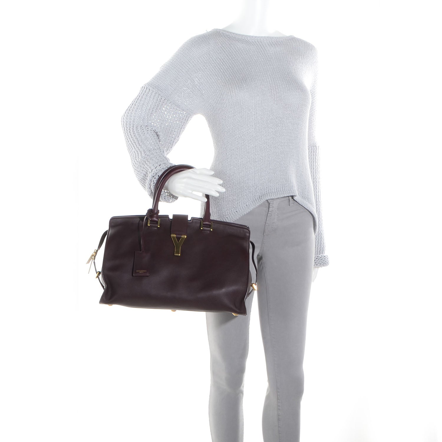Saint Laurent Smooth Calfskin Medium Classic Y Cabas Bordeaux 2 of 10