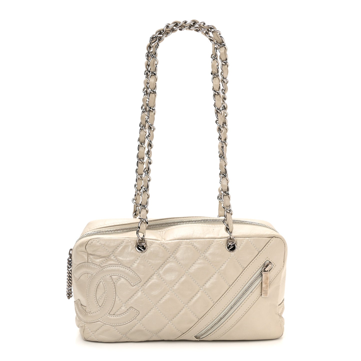 Aged Calfskin Quilted Cotton Club Bowler Pearl