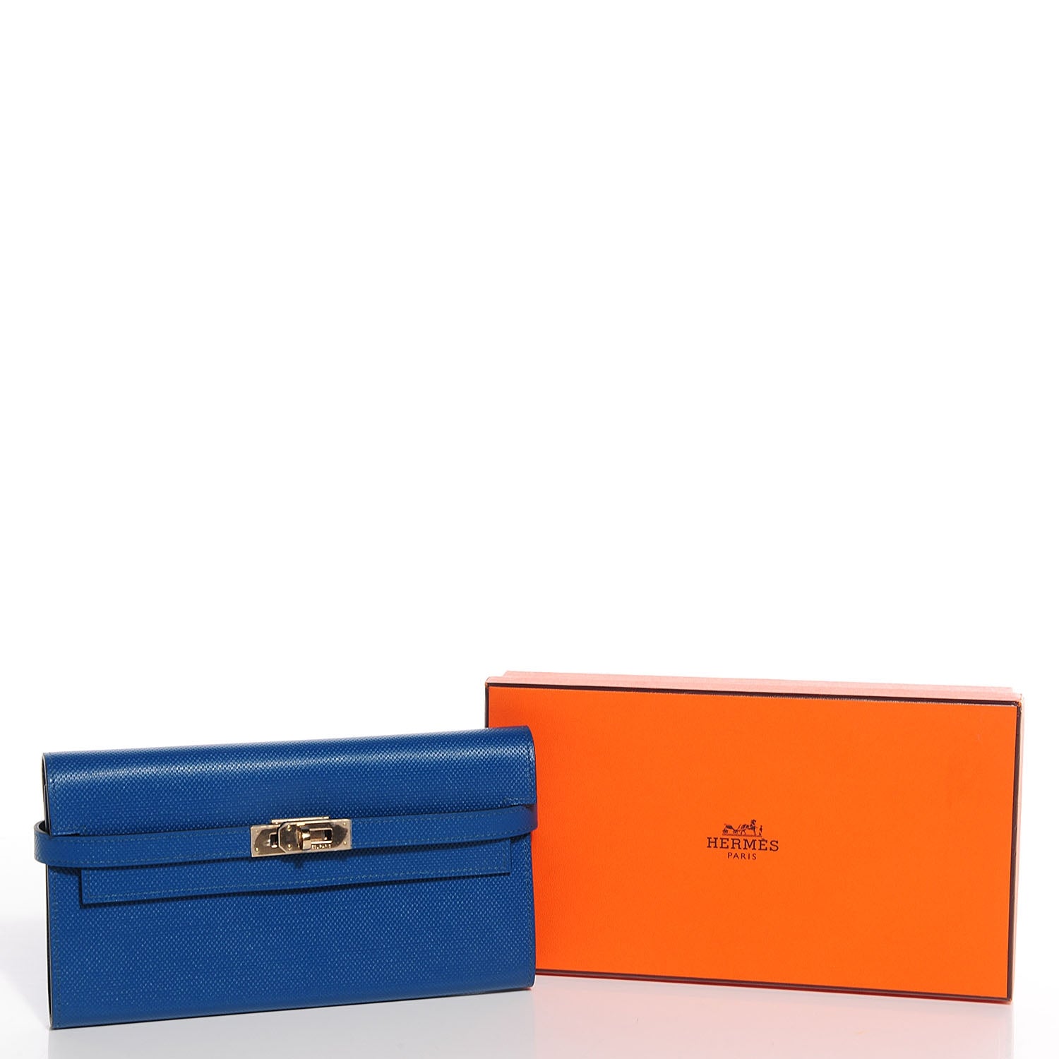 Hermes Grain d'H Kelly Longue Wallet Bleu De Galice 5 of 18