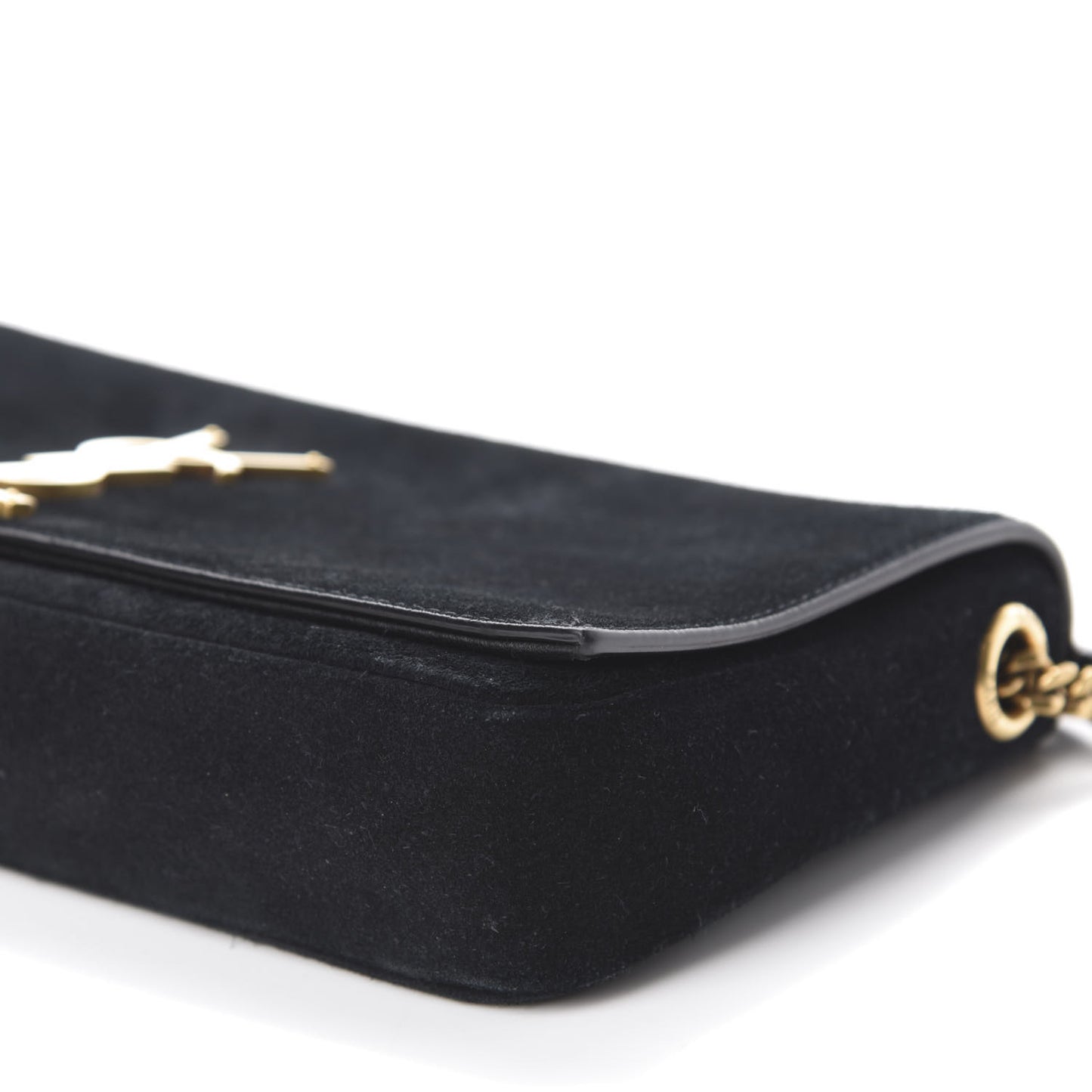 Suede Monogram Tassel Kate 99 Baguette Bag Black