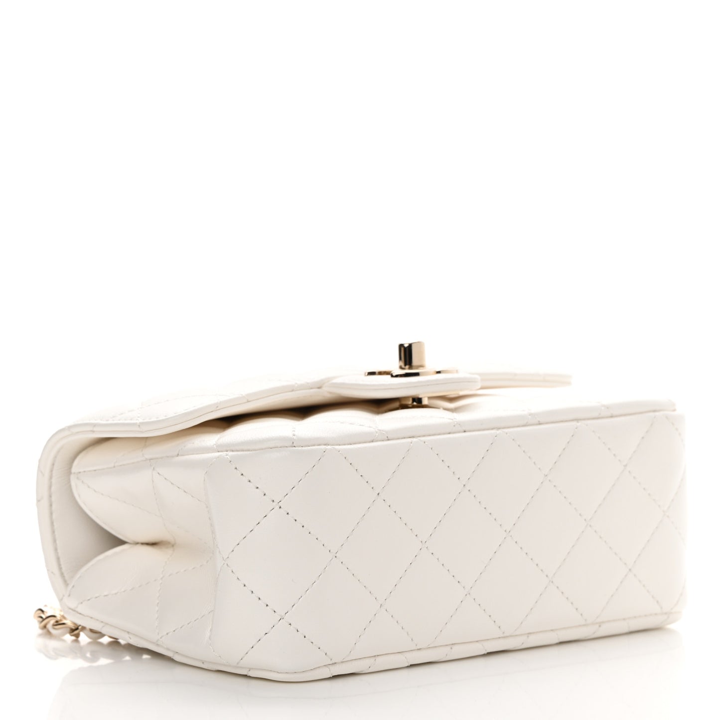 Lambskin Quilted Mini Crystal Top Handle Rectangular Flap White