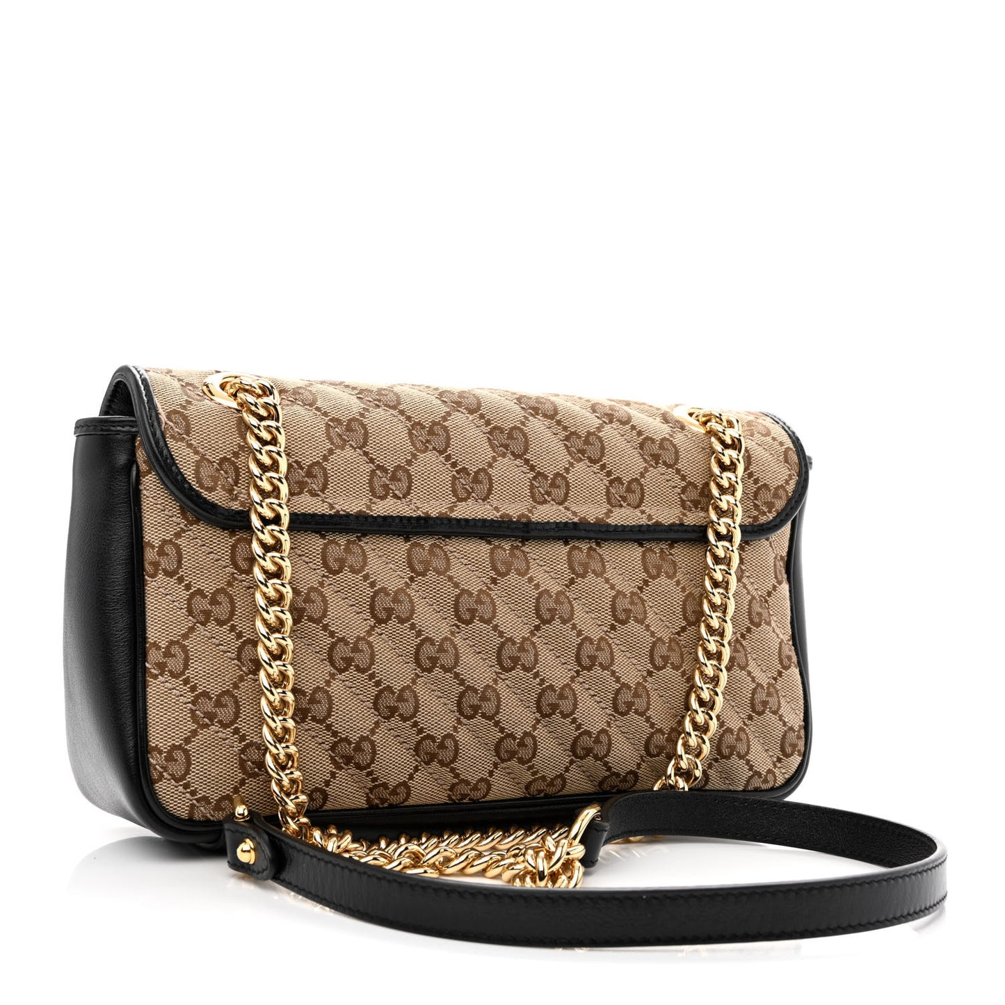Monogram Matelasse Diagonal Small GG Marmont Shoulder Bag Beige Black