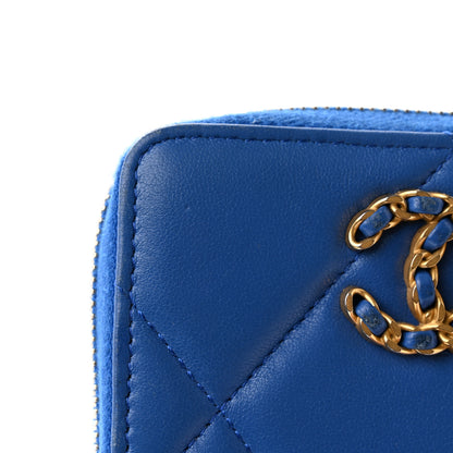 Chanel Lambskin Quilted Chanel 19 Zip Around Coin Purse Wallet Dark Blue 11 of 12