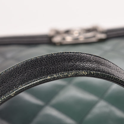 Chanel Goatskin Ombre Faded Quilted New Medium Boy Flap Dark Green 14 of 15
