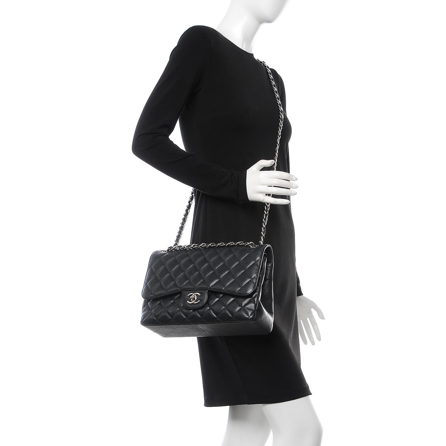 Chanel Caviar Quilted Jumbo Double Flap Black 2 of 8
