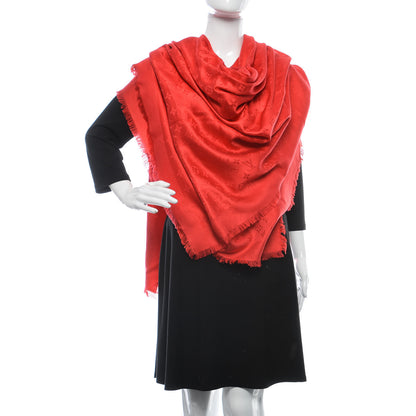 Louis Vuitton Silk Wool Monogram Shawl Pomme D'Amour 2 of 3