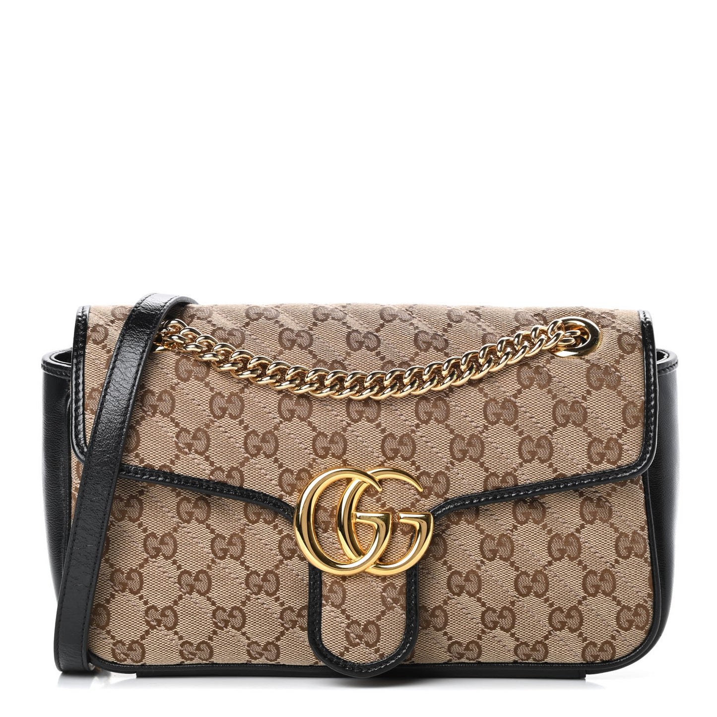 Monogram Matelasse Diagonal Small GG Marmont Shoulder Bag Beige Black