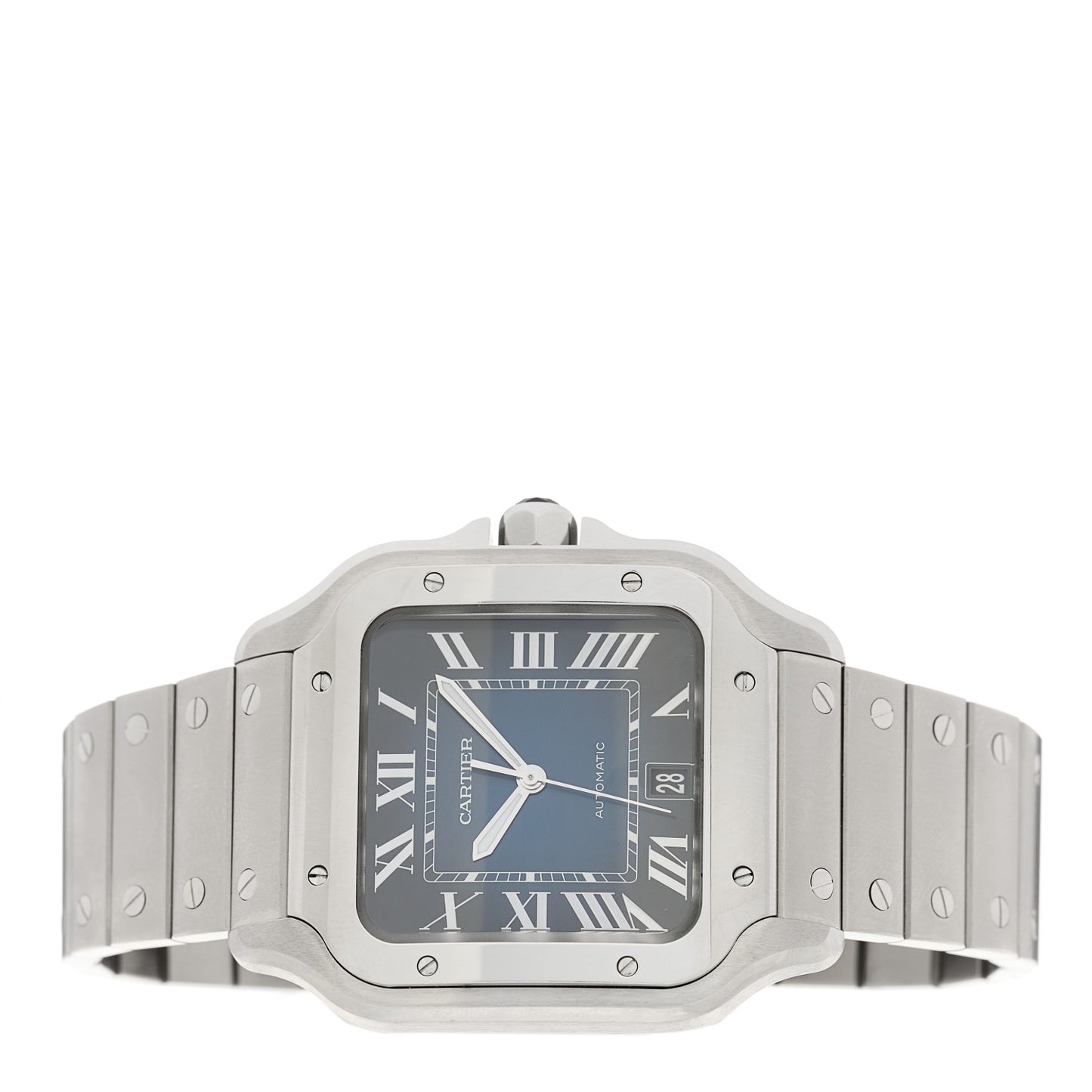 Stainless Steel 39.8mm Santos De Cartier Automatic Watch Blue