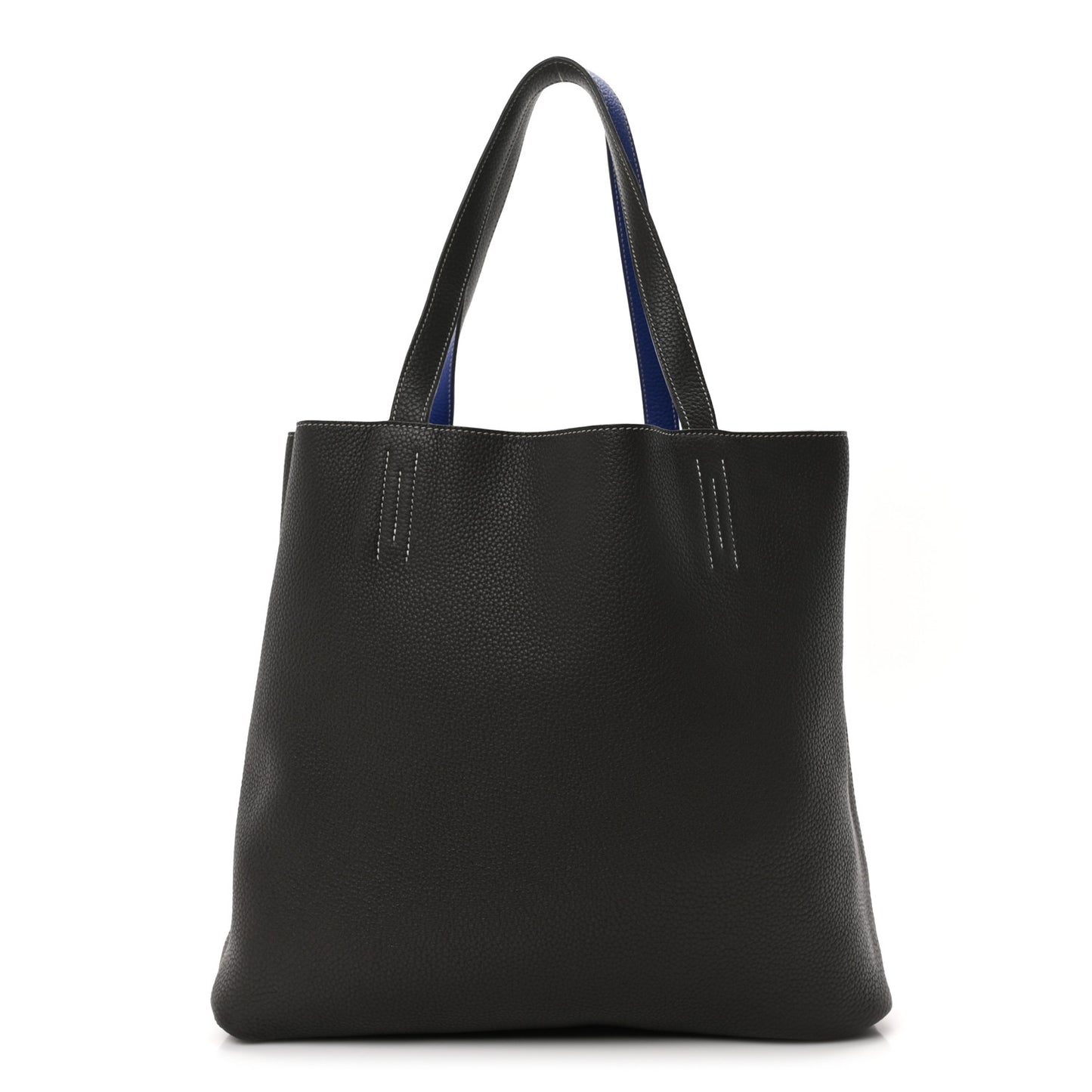 Taurillon Clemence Double Sens 36 Reversible Tote Graphite Bleu Electrique