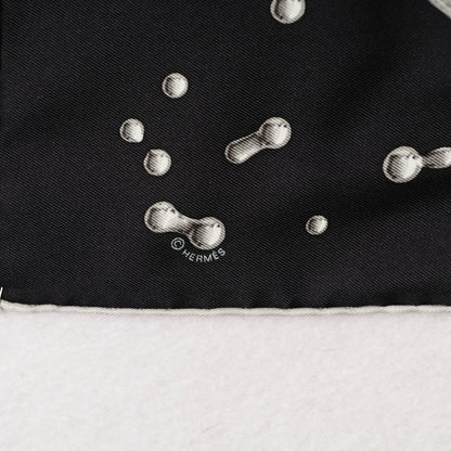 Hermes Silk Vif Argent Pocket Square Scarf Gris Black Argent 4 of 5