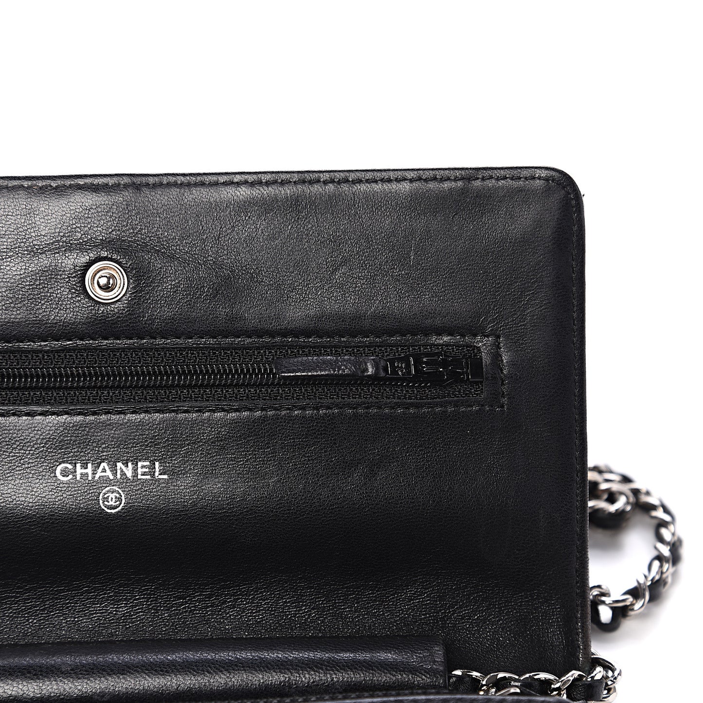 Lambskin Quilted Wallet On Chain WOC Black