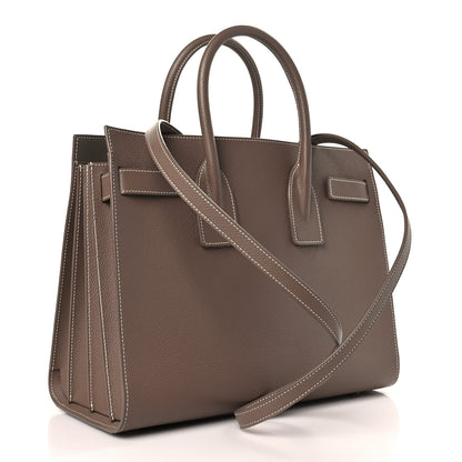 Saint Laurent Grained Calfskin Topstitch Small Classic Sac De Jour Taupe 4 of 9