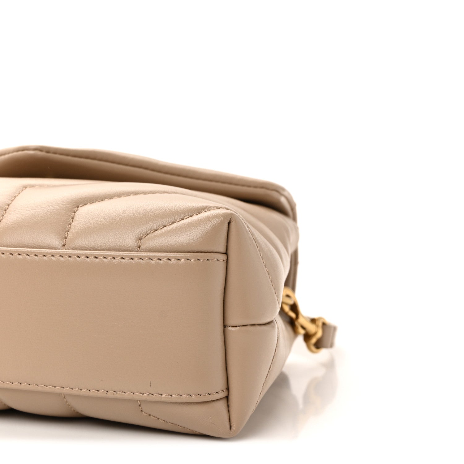 Saint Laurent Calfskin Y Quilted Monogram Toy Loulou Crossbody Bag Dark Beige 9 of 10